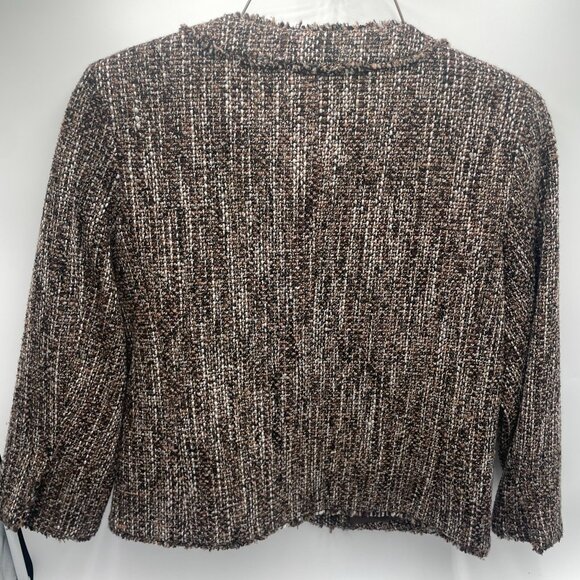 Michael Kors Womans Tweed Blazer Jacket Size 4 Brown Black NEW Snap Button - Picture 7 of 8